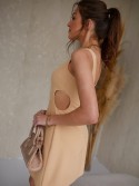 Elegant dress on straps with cutouts, beige 110547 - Online store - Boutique